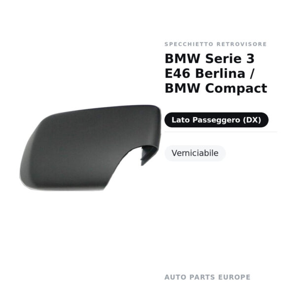 Außenspiegel Rechts BMW Serie 3 E46 Limousine / BMW Compact – Lackierbar – Bild 2