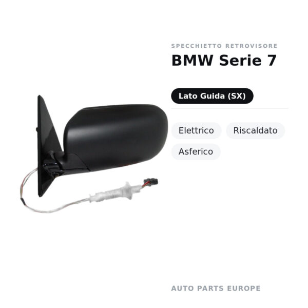 Specchietto Retrovisore Sinistro BMW Serie 7 – Elettrico, Riscaldato, Asferico – foto 2