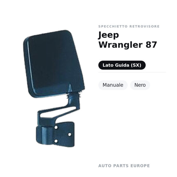 Außenspiegel Links Jeep Wrangler 87 – Manuell, Schwarz – Bild 2