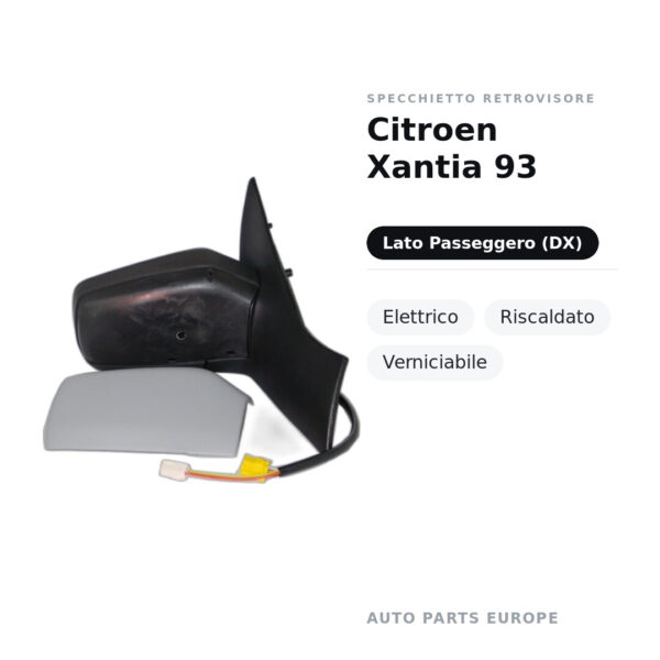 Specchietto Retrovisore Destro Citroen Xantia 93 – Elettrico, Riscaldato, Verniciabile – foto 2