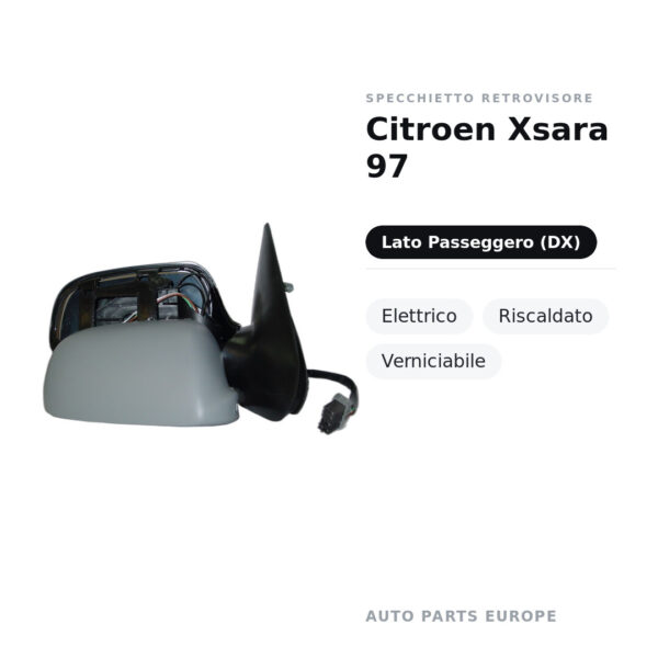 Specchietto Retrovisore Destro Citroen Xsara 97 – Elettrico, Riscaldato, Verniciabile – foto 2