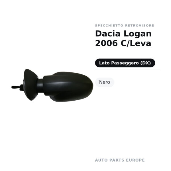 Specchietto Retrovisore Destro Dacia Logan 2006 C/Leva – Nero – foto 2