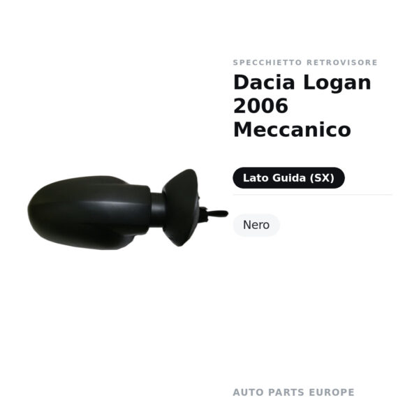 Specchietto Retrovisore Sinistro Dacia Logan 2006 Meccanico – Nero – foto 2