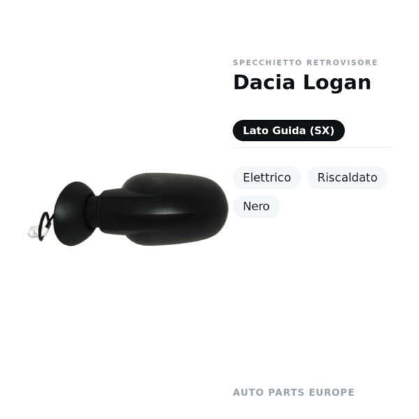 Specchietto Retrovisore Sinistro Dacia Logan – Elettrico, Riscaldato, Nero – foto 2