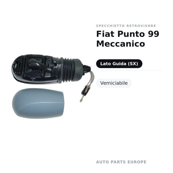 Specchietto Retrovisore Sinistro Fiat Punto 99 Meccanico – Verniciabile – foto 2