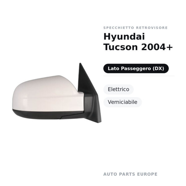 Außenspiegel Rechts Hyundai Tucson 2004+ – Elektrisch, Lackierbar – Bild 2