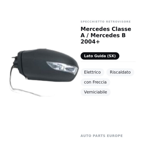 Außenspiegel Links Mercedes Klasse A / Mercedes B 2004+ – Elektrisch, Beheizt, mit Blinker, Lackierbar – Bild 2