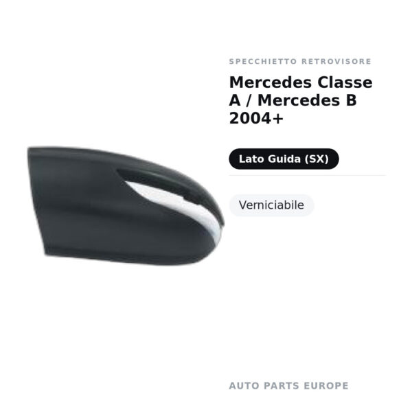 Calotta Specchietto Retrovisore Sinistro Mercedes Classe A / Mercedes B 2004+ – Verniciabile, versione senza fanalino – foto