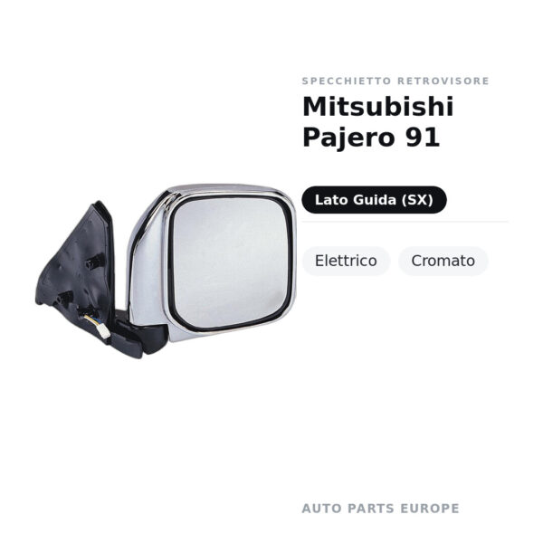 Außenspiegel Links Mitsubishi Pajero 91 – Elektrisch, Verchromt – Bild 2