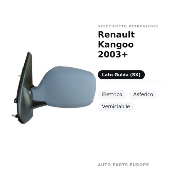 Außenspiegel Links Renault Kangoo 2003+ – Elektrisch, Asphärisch, Lackierbar – Bild 2