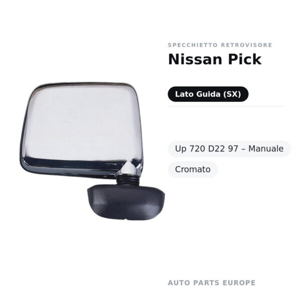 Specchietto Retrovisore Sinistro Nissan Pick-Up 720 D22 97 – Manuale, Cromato – foto 2