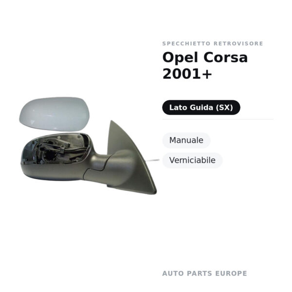 Außenspiegel Links Opel Corsa 2001+ – Manuell, Lackierbar – Bild 2