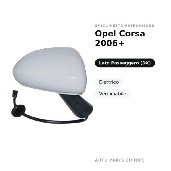 Außenspiegel Rechts Opel Corsa 2006+ – Elektrisch, Lackierbar – Bild 2