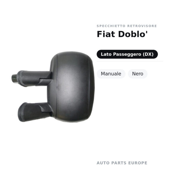 Specchietto Retrovisore Destro Fiat Doblo’ – Manuale, Nero – foto 2