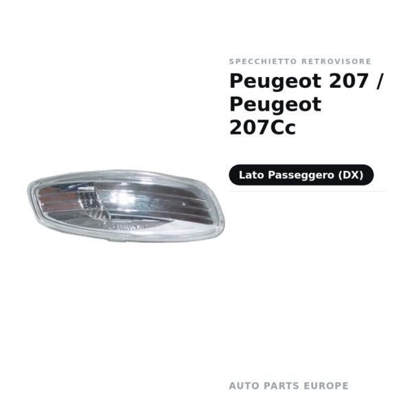 Specchietto Retrovisore Destro Peugeot 207 / Peugeot 207Cc – foto 2
