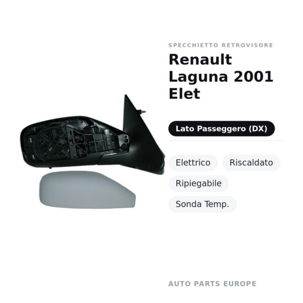 Außenspiegel Rechts Renault Laguna 2001 Elet – Elektrisch, Beheizt, Klappbar, Temperatursensor – Bild 2