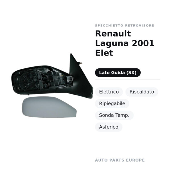 Specchietto Retrovisore Sinistro Renault Laguna 2001 Elet – Elettrico, Riscaldato, Ripiegabile, Sonda Temp., Asferico – foto