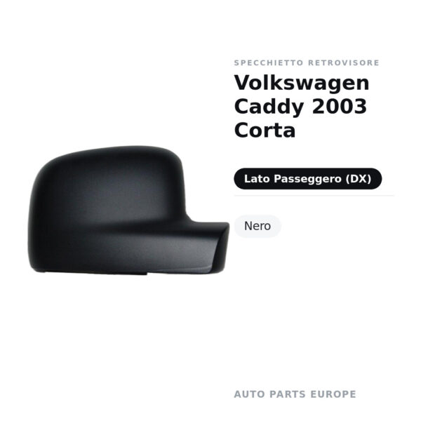 Außenspiegel Rechts Volkswagen Caddy 2003 Kurz – Schwarz – Bild 2