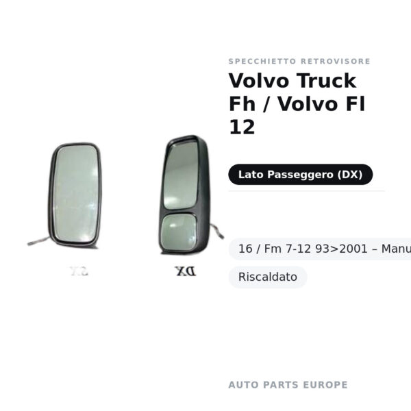 Außenspiegel Rechts Volvo Truck Fh / Volvo Fl 12-16 / Fm 7-12 93>2001 – Manuell, Beheizt – Bild 2
