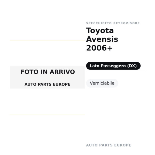 Calotta Specchietto Retrovisore Destro Toyota Avensis 2006+ – Verniciabile – foto 2