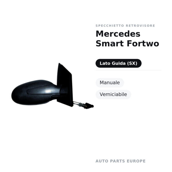 Specchietto Retrovisore Sinistro Mercedes Smart Fortwo – Manuale, Verniciabile – foto 2