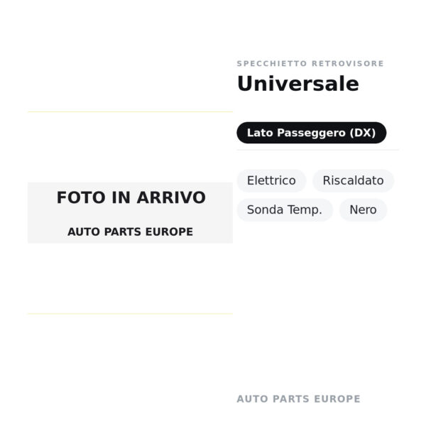 Specchietto Retrovisore Destro Universale – Elettrico, Riscaldato, Sonda Temp., Nero – foto 2