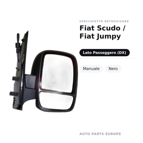 Specchietto Retrovisore Destro Fiat Scudo / Fiat Jumpy – Manuale, Nero – foto 2