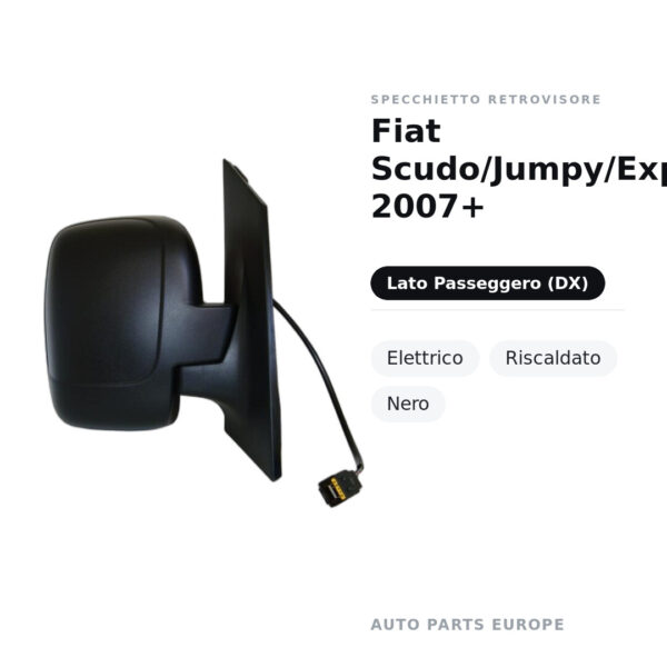 Außenspiegel Rechts Fiat Scudo/Jumpy/Expert 2007+ – Elektrisch, Beheizt, Schwarz – Bild 2
