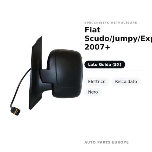 Specchietto Retrovisore Sinistro Fiat Scudo/Jumpy/Expert 2007+ – Elettrico, Riscaldato, Nero – foto 2
