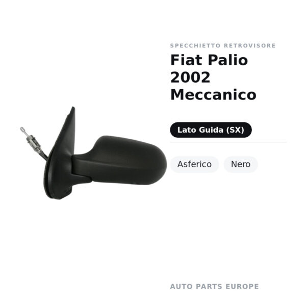 Specchietto Retrovisore Sinistro Fiat Palio 2002 Meccanico – Asferico, Nero – foto 2