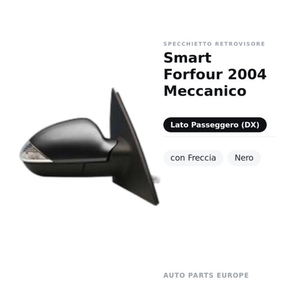 Specchietto Retrovisore Destro Smart Forfour 2004 Meccanico – con Freccia, Nero – foto 2
