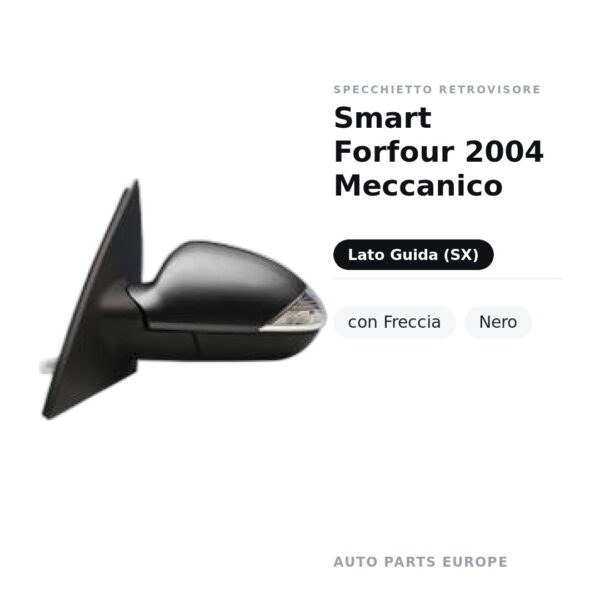 Specchietto Retrovisore Sinistro Smart Forfour 2004 Meccanico – con Freccia, Nero – foto 2