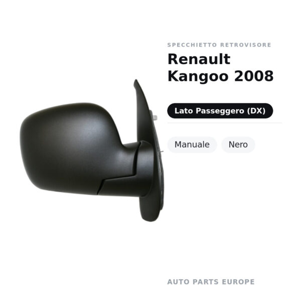 Specchietto Retrovisore Destro Renault Kangoo 2008 – Manuale, Nero – foto 2