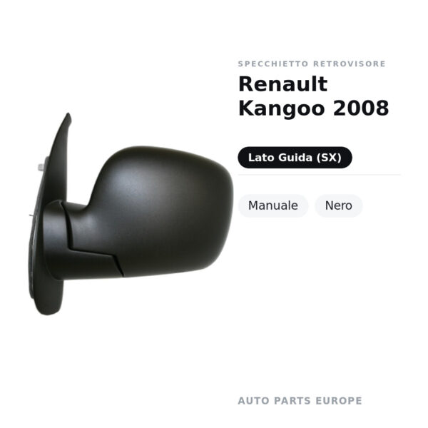 Außenspiegel Links Renault Kangoo 2008 – Manuell, Schwarz – Bild 2