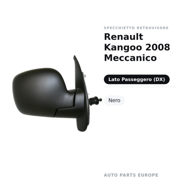 Specchietto Retrovisore Destro Renault Kangoo 2008 Meccanico – Nero – foto 2