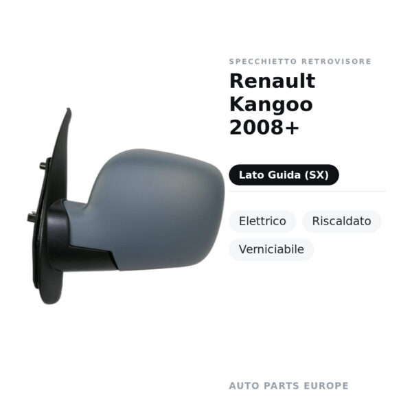 Außenspiegel Links Renault Kangoo 2008+ – Elektrisch, Beheizt, Lackierbar – Bild 2