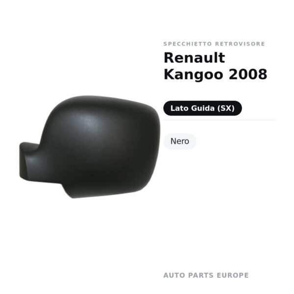 Calotta Specchietto Retrovisore Sinistro Renault Kangoo 2008 – Nera – foto 2