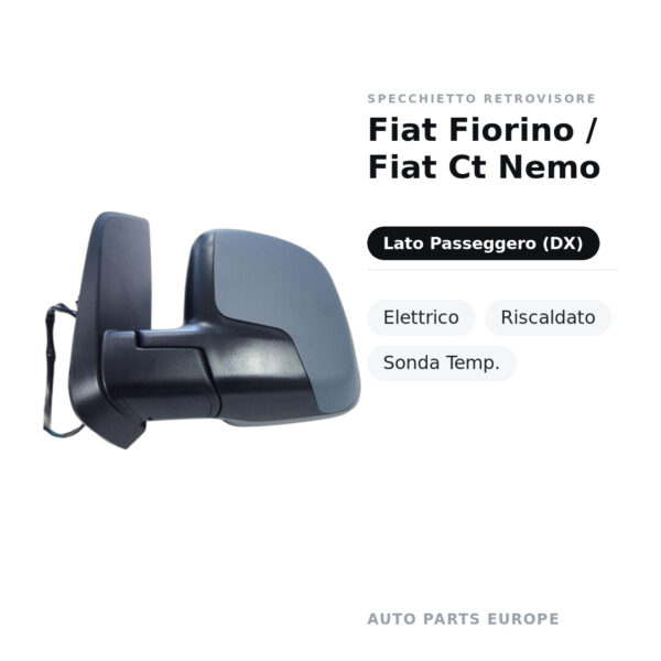 Specchietto Retrovisore Destro Fiat Fiorino / Fiat Ct Nemo – Elettrico, Riscaldato, Sonda Temp. – foto 2