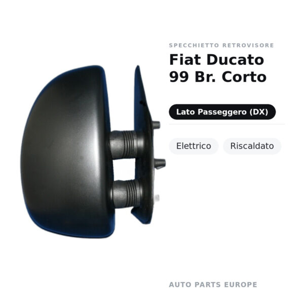 Specchietto Retrovisore Destro Fiat Ducato 99 Br. Corto – Elettrico, Riscaldato – foto 2