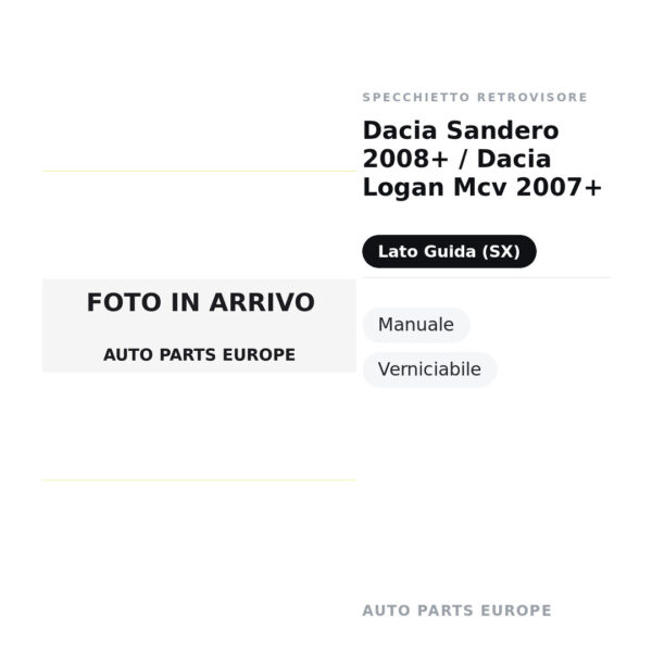 Specchietto Retrovisore Sinistro Dacia Sandero 2008+ / Dacia Logan Mcv 2007+ – Manuale, Verniciabile – foto 2