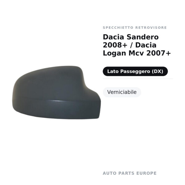 Außenspiegel Rechts Dacia Sandero 2008+ / Dacia Logan Mcv 2007+ – Lackierbar – Bild 2