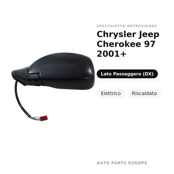 Specchietto Retrovisore Destro Chrysler Jeep Cherokee 97 2001+ – Elettrico, Riscaldato – foto 2