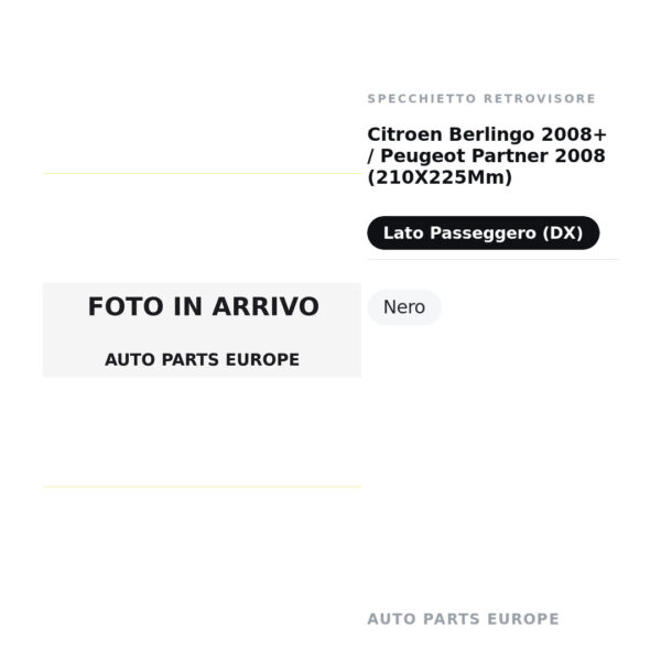 Außenspiegel Rechts Citroen Berlingo 2008+ / Peugeot Partner 2008 (210X225Mm) – Schwarz – Bild 2