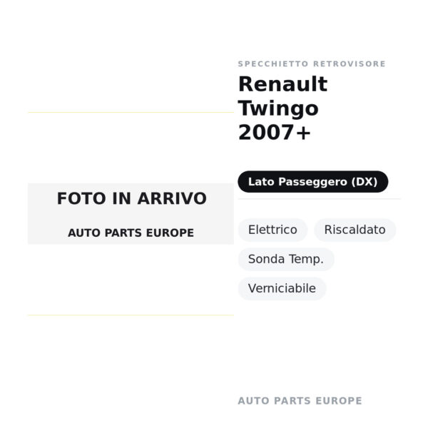 Außenspiegel Rechts Renault Twingo 2007+ – Elektrisch, Beheizt, Temperatursensor, Lackierbar – Bild 2