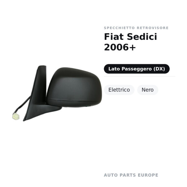 Specchietto Retrovisore Destro Fiat Sedici 2006+ – Elettrico, Nero – foto 2