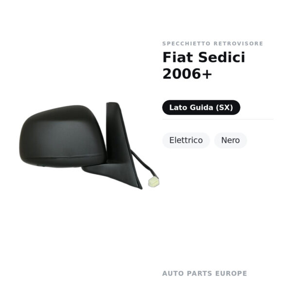 Specchietto Retrovisore Sinistro Fiat Sedici 2006+ – Elettrico, Nero – foto 2