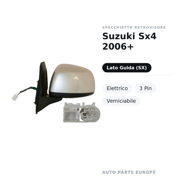 Specchietto Retrovisore Sinistro Suzuki Sx4 2006+ – Elettrico, 3 Pin, Verniciabile – foto 2