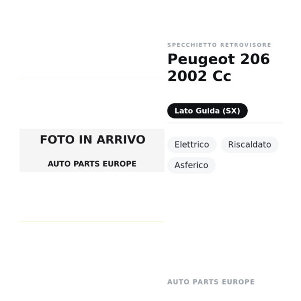 Specchietto Retrovisore Sinistro Peugeot 206 2002 Cc – Elettrico, Riscaldato, Asferico – foto 2