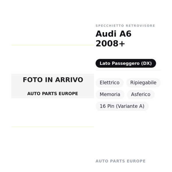 Außenspiegel Rechts Audi A6 2008+ – Elektrisch, Klappbar, Memory, Asphärisch, 16 Pin (Variante A) – Bild 2