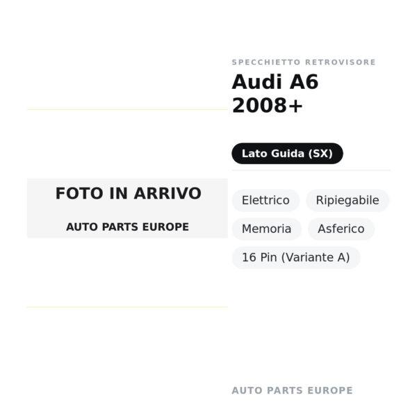 Außenspiegel Links Audi A6 2008+ – Elektrisch, Klappbar, Speicher, Asphärisch, 16-polig (Variante A) – Bild 2